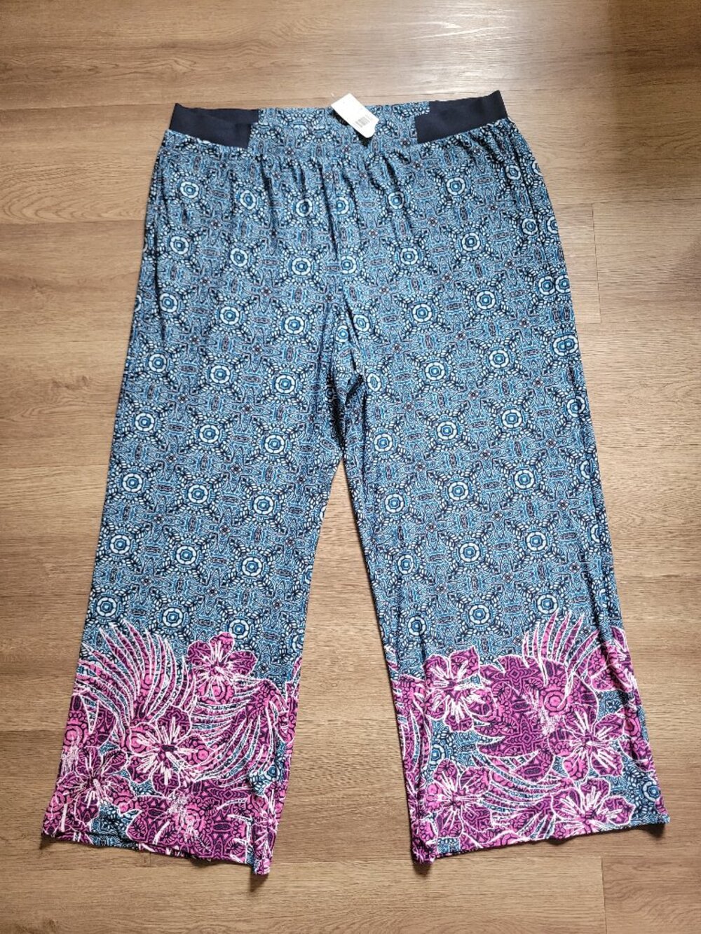 Ruby Rd. Tropical Bohemian Wide Leg Stretch Waist Pants NWT